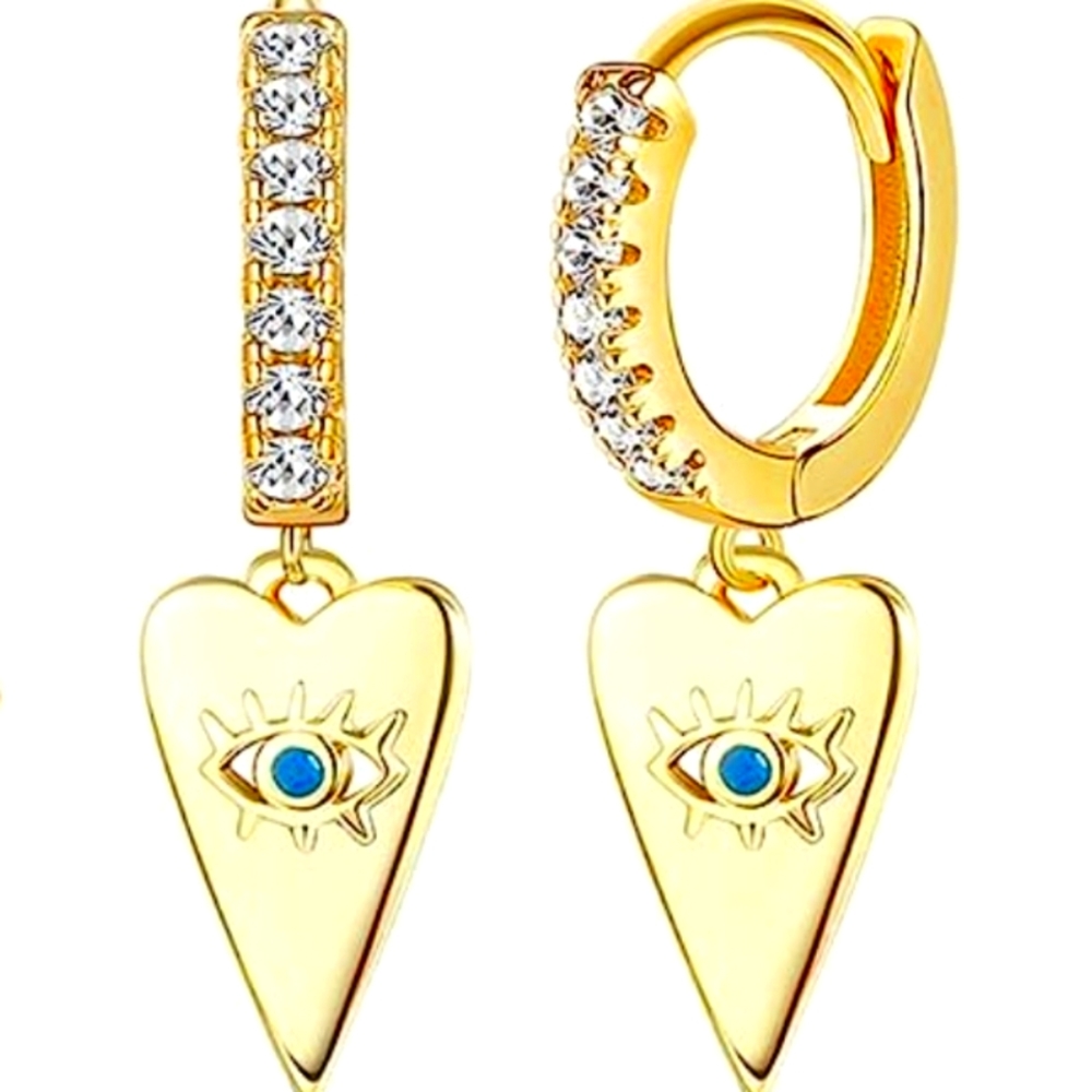 14k Gold Evileye Drop Earrings NWT